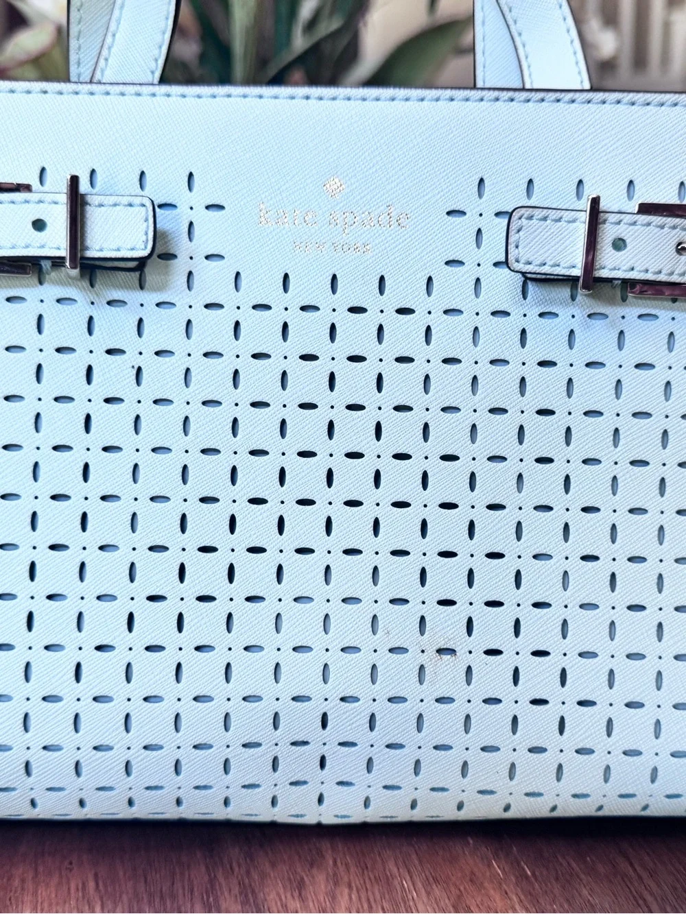 KATE SPADE Mint Green Perforated Leather Convertible Satchel